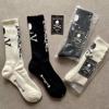日本潮牌mmj骷髅头袜子，纯棉毛巾底高筒袜，男女情侣运动袜