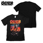 Kreator鞭挞速度金属乐队WARRIO美式潮牌图案印花复古纯黑短袖T恤