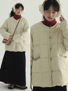 稀有rare羽绒服女短款圆领，冬季韩版宽松加厚外套，棉衣糖果色面包服