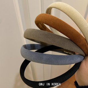 韩国进口磨绒面料通勤细发箍百搭不夹头莫兰迪色头箍发卡压发