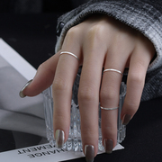 925纯银戒指女极简百搭小众，设计韩版细圈关节，戒闭口食指尾戒指环