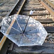 透明雨伞女折叠生如夏花白色女神网红伞森系创意学生全自动透明伞