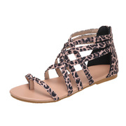 plus size 43 Leoprd women flat sandlas bech shoes豹纹凉鞋女