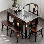 新中式乌檀木功夫茶桌简约现代家用实木茶桌椅组合客厅禅意小茶台