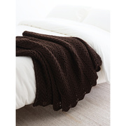 美式简约镂空纯色床尾毯沙发装饰毯针织盖毯咖啡色仿羊毛线q.