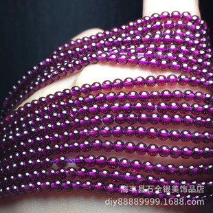 天然印度紫牙乌石榴石圆珠，散珠2-3mm长条，长链半成品diy小圆珠脚链