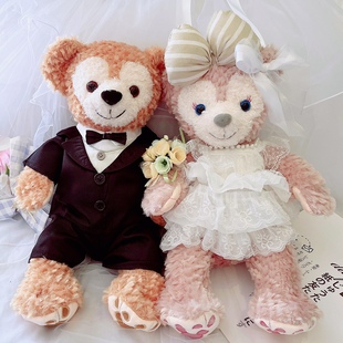 压床娃娃一对结婚婚房床上达菲雪莉玫，情侣熊摆件(熊摆件)礼物公仔毛绒玩偶