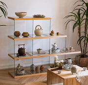 掬涵创意组合实木玻璃柜展示柜多宝格子，架茶具置物架中式收纳陈列