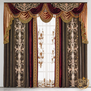 欧式窗帘客厅奢华大气高档别墅，奢华绒布绣花客厅，卧室割绒窗帘丝绒