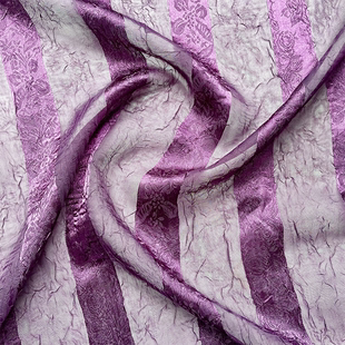 布艺岛 半透光泽感 柔软紫色条纹雪纺面料薄纱裙子连衣裙衣服布料
