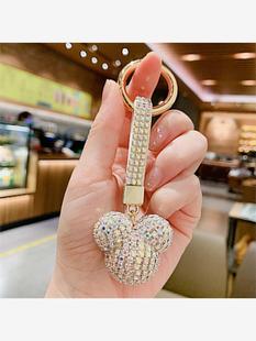 韩国网红镶钻水晶米奇钥匙扣汽车钥匙圈挂件女士包包挂件饰品挂件