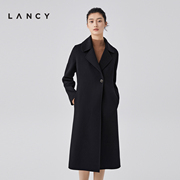 lancy朗姿冬季羊毛，羊绒中长款毛呢大衣，一粒扣气质修身外套女