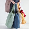 素麻雨巷  简约亚麻环保单肩购物袋纯色复古大容量手提亚麻布包