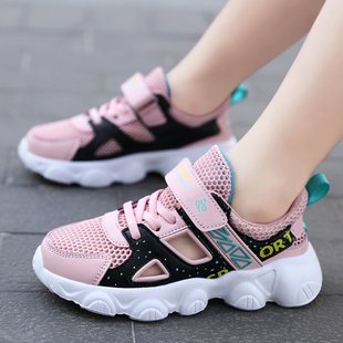 2024款夏季ABC女童运动鞋单网镂空女孩跑步鞋透气防臭软底学生鞋
