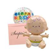 生日派对装饰玩具汽球拍照4d立体坐立婴儿，宝宝造型卡通铝膜气球