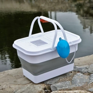 钓鱼桶手提可折叠装鱼箱便携水桶装备多功能钓箱加厚活鱼桶渔具箱