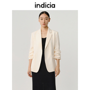 indicia白色一粒扣小西装外套中袖西服2023秋季商场同款标记女装