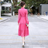 粉色连衣裙女2024春秋法式长裙，高级感气质名媛，高端长袖蛋糕裙