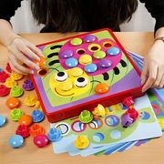 儿童拼图益智玩具 1-3岁宝宝早教拼插板蘑菇钉男女孩智力开发早教