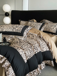 欧式轻奢风100s全棉床单，四件套高端豹纹，数码印花纯棉被套床上用品