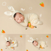小兔子耳朵帽子兔年新年主题儿童宝宝满月婴儿摄影衣服套装