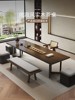 侘寂风禅意新中式茶桌椅组合办公室创意简约实木泡茶台原木大板桌