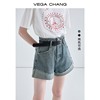 vegachang牛仔短裤女2024年夏设计(夏设计)感小众显瘦高腰卷边裤子