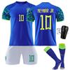2223世界杯巴西客场蓝色球衣10号内马尔20维尼修斯儿童足球服套装