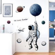 儿童房间布置3d立体墙，贴纸海报宇航员，卧室墙面装饰幼儿园墙壁贴画