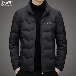 轻薄羽绒服男短款冬季高端立领休闲保暖黑色时尚男装外套