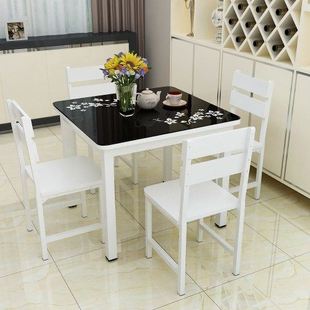 钢化玻璃餐桌椅组合简约现代2人吃饭桌小户型家用饭店，正方形餐桌