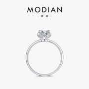 modians925纯银微镶超闪经典4爪，锆石戒指小众轻奢高级感指环饰品