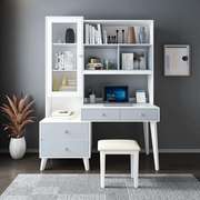 实木书桌书架组合带书柜一体简约卧室家用办公写字学生电脑台式桌