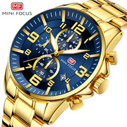 MINI FOCUS福克斯黄金手表 大表盘表中东夜光防水钢带男手表