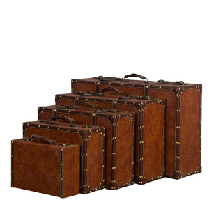 复古手提箱定制箱子旅行箱，橱窗软装展示箱木箱陈列道具皮箱行李箱