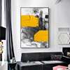 画中式抽象现代黑竖色块油画北欧装饰新工业风黄版玄关壁晶瓷