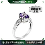 vir jewels1 克拉紫色紫水晶和钻石戒指 .925 纯银椭圆形镀铑 -