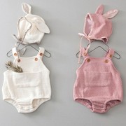 ins新生婴儿哈衣爬服可爱兔子背带裤造型包屁连体衣0-3岁宝宝萌服