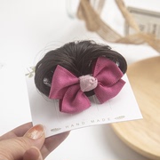 韩版儿童假发头饰公主发饰安全夹可爱毛毛夹子丸子头0-12个月