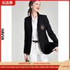 HAVVA2024春季西装外套女短款学院风气质休闲黑色西服上衣B90041