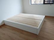 白色榻榻米储物床实木床抽屉1.2米1.5米民宿酒店床小户型可定制