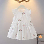 婴儿衣服0-1-2-3岁女宝宝连衣裙，无袖夏装百天新生儿，韩版棉布裙子