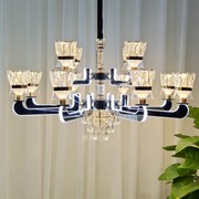 客厅水晶吊灯现代简约大气高档轻奢水晶灯饰灯臂发光卧室餐厅灯具