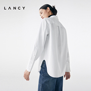 lancy朗姿2023秋冬长袖白衬衫，外套女中长款两穿百搭简约高级