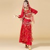 印度舞服装成人肚皮舞，演出服高档表演服新疆舞蹈服装女秋冬红色