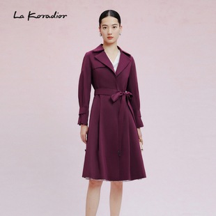 La Koradior拉珂蒂2024法式长款系带时尚气质通勤风衣外套女