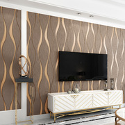 曲线波浪竖条纹墙纸现代简约3d立体无纺布，卧室客厅电视背景墙壁纸