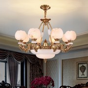 轻奢 西班牙真灯客厅餐厅云石欧式美式全铜别墅豪华吊灯客厅