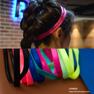 彩色瑜伽头带束发带运动女健身跑步防滑细头绳止汗导汗带夜跑