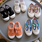 春秋韩版儿童帆布鞋男童女童白色单鞋幼儿园软底鞋子休闲2-9岁